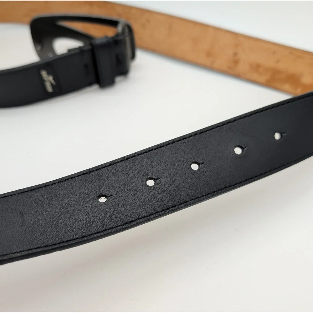 Nike Golf Grip Tech Belt Black Genuine Leather Big Swoosh Metal Buckle Mens 34